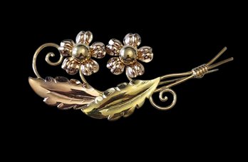 Vintage 12K GF On Sterling Silver Van Dell Floral Spray Brooch