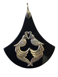 Franklin Mint'Love Birds'Onyx Pendant With 24k Gold Vermeil