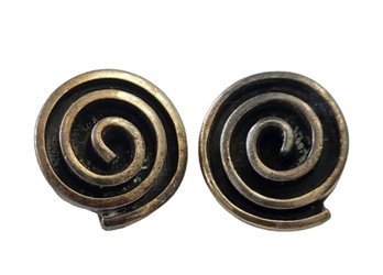 Vintage Sterling Silver Spiral Clip On Earrings