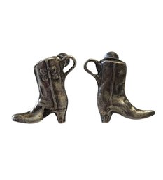 Vintage Sterling Silver Cowgirl Boots Screw Back Earrings