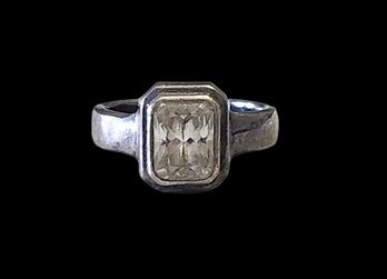 Vintage Sterling Silver White Stone Ring Size 6.5