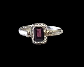 Vintage Sterling Silver Ruby Color Ring Size 7