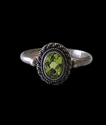 Vintage Sterling Silver Peridot Color Ring Size 7