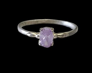 Vintage Sterling Silver Amethyst Color Ring Size 7