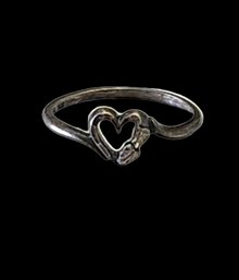 Vintage Sterling Silver Heart Ring Size 6.5