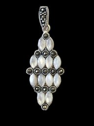 Vintage Sterling Silver White Color Marcasite Pendant