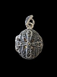 Vintage Sterling Silver Marcasite Locket Pendant