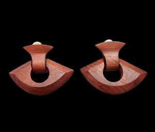 Artisan Boho Handcrafted Wooden Clip On Earrings