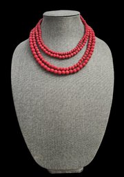 Red Beaded 4 Strand Necklace