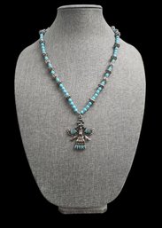 Southwestern Style Turquoise Color Beaded Necklace With Pendant