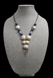 Vintage Handcrafted Ceramic Beaded And Coin Necklace From Peru