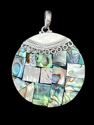 Beautiful Vintage Sterling Silver Abalone Pendant