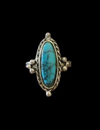 Vintage Southwestern Style Turquoise Color Ring, Size 6