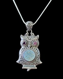 Incredible Vintage Sterling Silver Necklace With Sterling Silver Owl Pendant