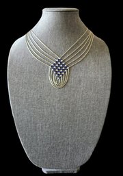 Vintage Sterling Silver Native American Bib Necklace