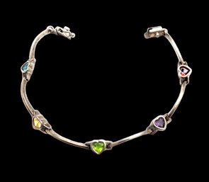 Vintage Sterling Silver Mutli Color Stone Bracelet