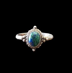 Vintage Sterling Silver Green/Blue Color Ring, Size 7.5