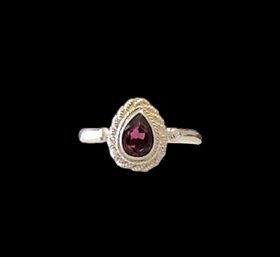 Vintage Sterling Silver Ruby Color Ring, Size 7