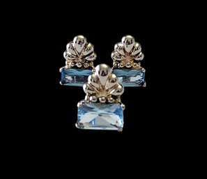 Stunning Vintage Sterling Silver Topaz Color Earrings And Pendant