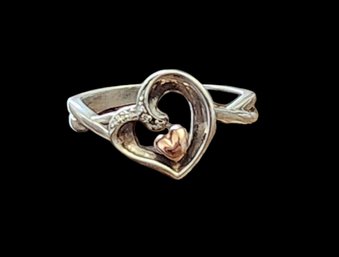 Vintage Sterling Silver Heart Ring, Size 9