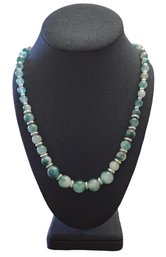 Beautiful Vintage Green Tones Glass Beaded Necklace