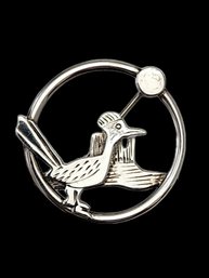 Awesome Vintage Sterling Silver Roadrunner Brooch