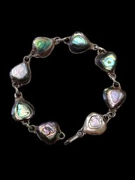 Vintage Sterling Silver Abalone Bracelet From Mexico