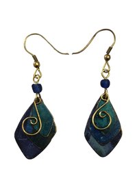 Vintage Retro Blue/Green Color Metal  Earrings