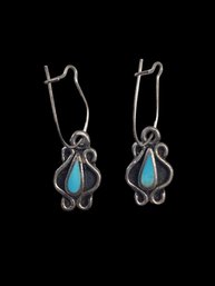 Vintage Sterling Silver Turquoise Color Earrings