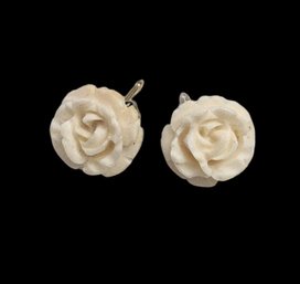 Vintage White Rose Earrings