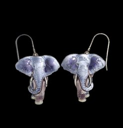 Vintage Sterling Silver Elephant Earrings