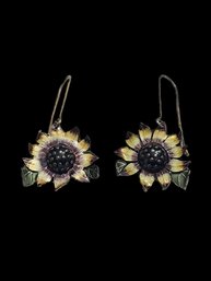 Vintage Sterling Silver Sunflower Earrings