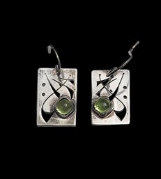 Vintage Sterling Silver Peridot Color Earrings