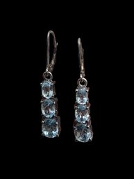 Vintage Sterling Silver Topaz Color Earrings