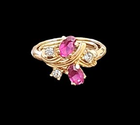 Beautiful Vintage Pink Stone CZ Ring, Size 6.5