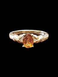 Vintage 10KT Gold Amber Stone Ring, Size 6