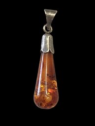 Vintage Sterling Silver Amber Pendant