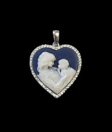 Vintage Sterling Silver Cameo Pendant, Stamped 925