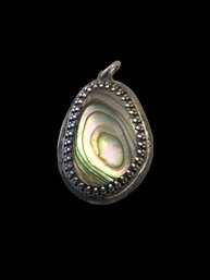 Vintage Sterling Silver Abalone Pendant