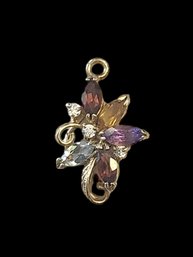 Vintage Multi Color Gemstone Pendant In Gold Tone From Taiwan