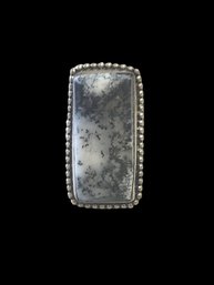 Incredible Vintage Sterling Silver Large Speckled Stone Ring