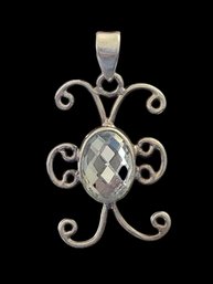 Vintage Sterling Silver Aquamarine Color Stone Pendant