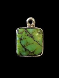 Vintage Sterling Silver Green Turquoise Color Pendant