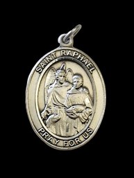 Vintage Sterling Silver Saint Raphael Pendant