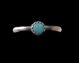 Vintage Sterling Silver Turquoise Color Stone Ring, Size 3.5