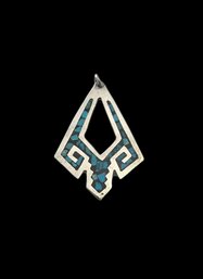 Vintage Sterling Silver Turquoise Color Pendant From Mexico