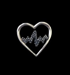 Vintage Sterling Silver Heartbeat Heart Pendant