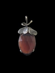 Vintage Sterling Silver Amber Color Stone Pendant