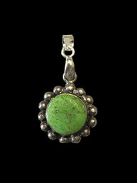 Vintage Sterling Silver Green Turquoise Color Pendant From Thailand