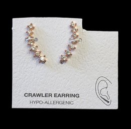 Copper Color CZ Hypo-Allergenic CZ Crawler Earrings